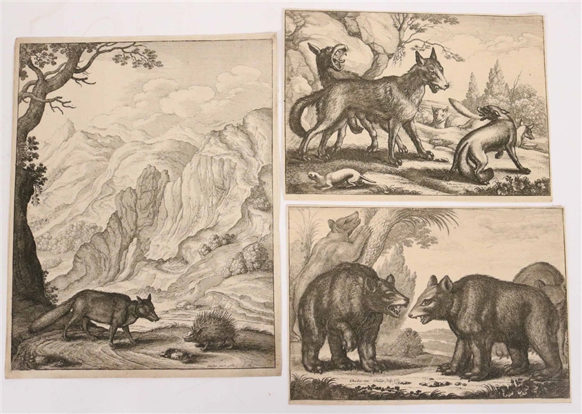 Three Old Master Etchings, Depicting Wildlife