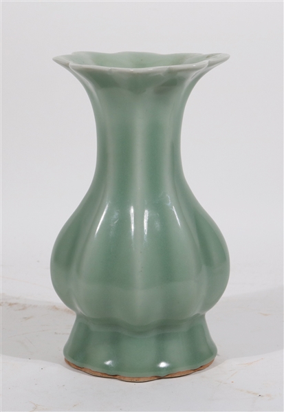 Chinese Celadon Fluted Baluster Form Vase