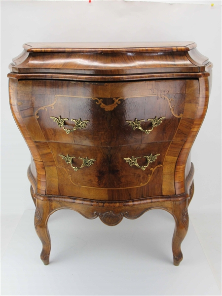 Inlaid Bombe Two Drawer Chest Commode 