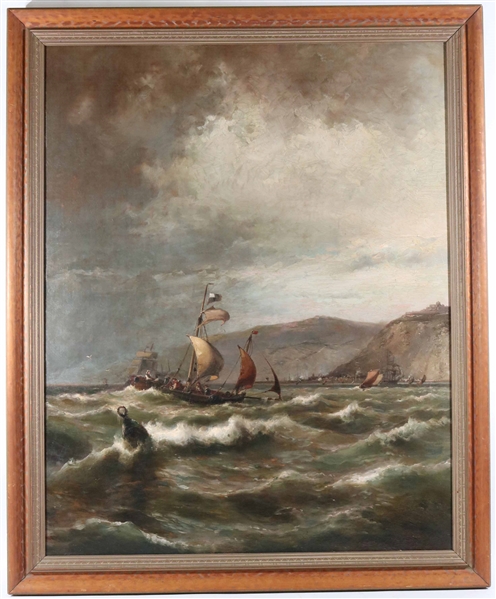 Oil on Canvas, Hermanus Koekkoek II, Sailboats