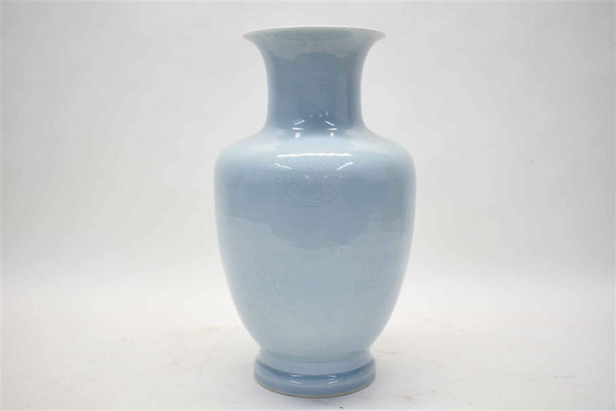 Chinese Monochrome Powder Blue Vase