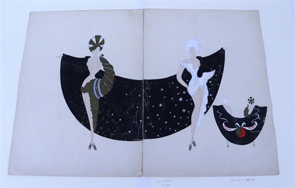Two Erte Gouaches on Paper, Depicting Showgirls