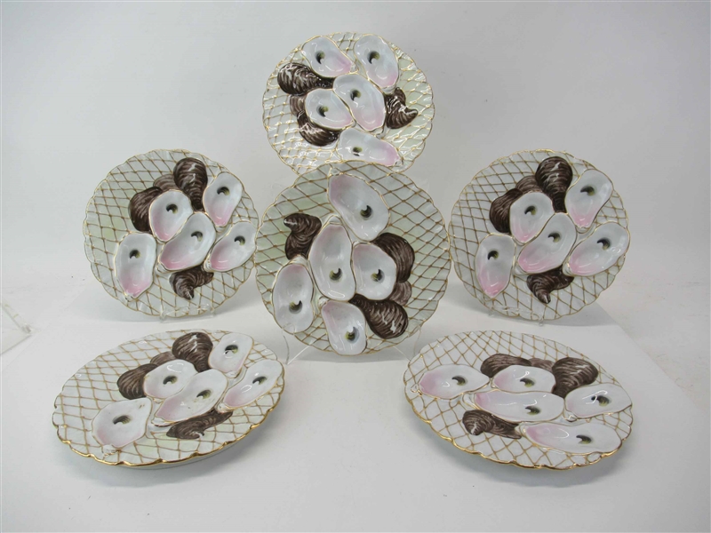 Six Davis Collamore & Co Oyster Plates