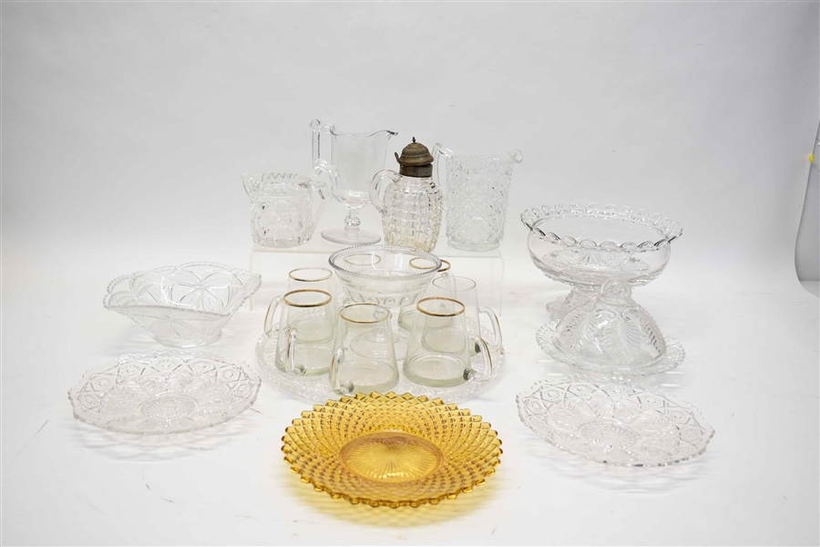 Group of Assorted Pressed Glass Table Articles