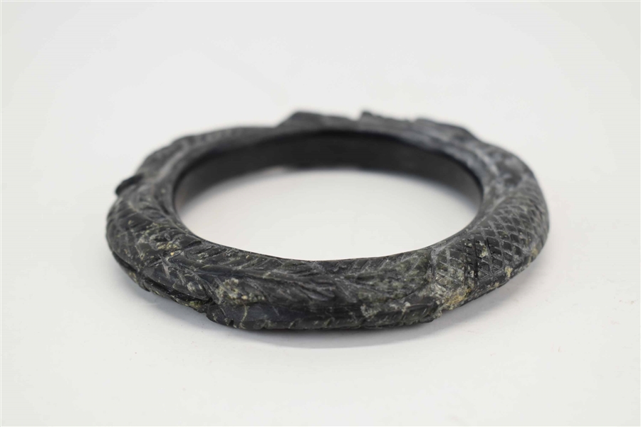 Carved Hardstone Dragon Bangle Bracelet