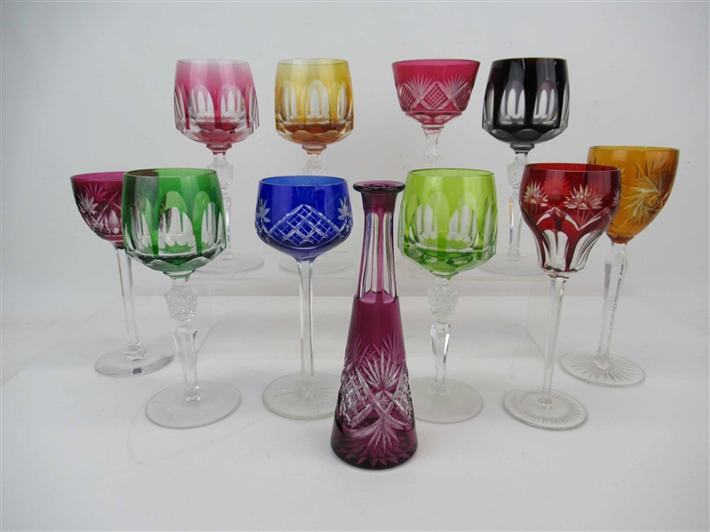 Group of Bohemian Cut to Clear Stemware