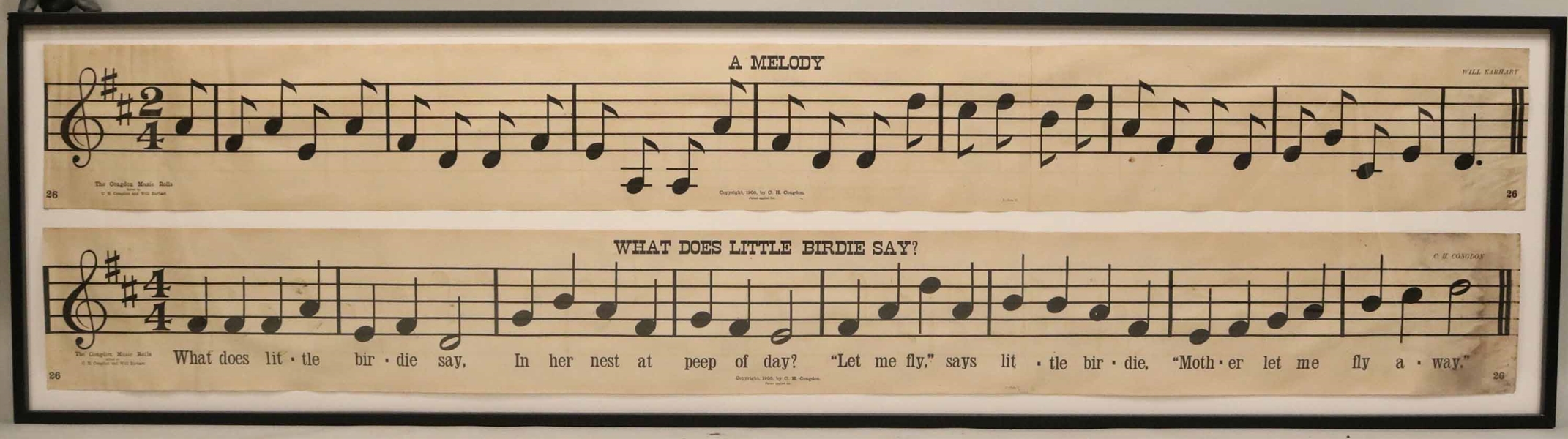 Framed Score for "A Melody" Will Earnhart