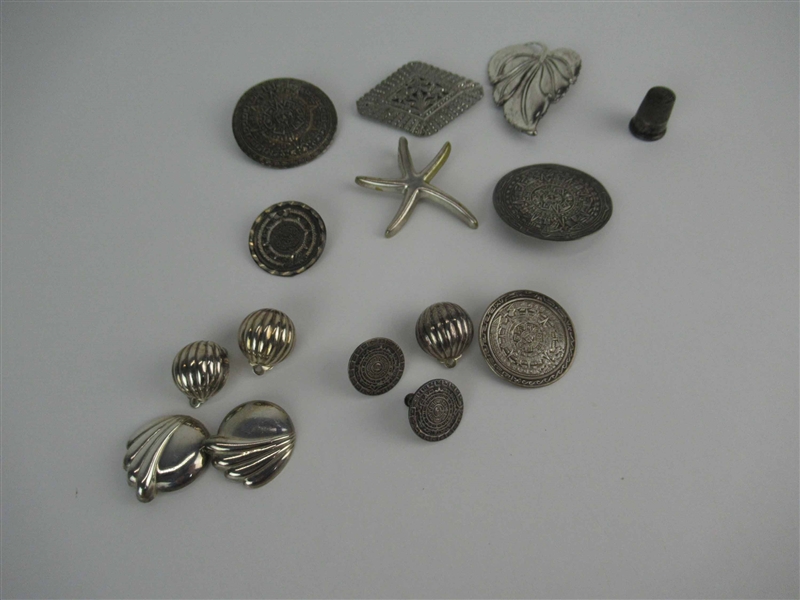 Group of Sterling Silver Pins and Earrings