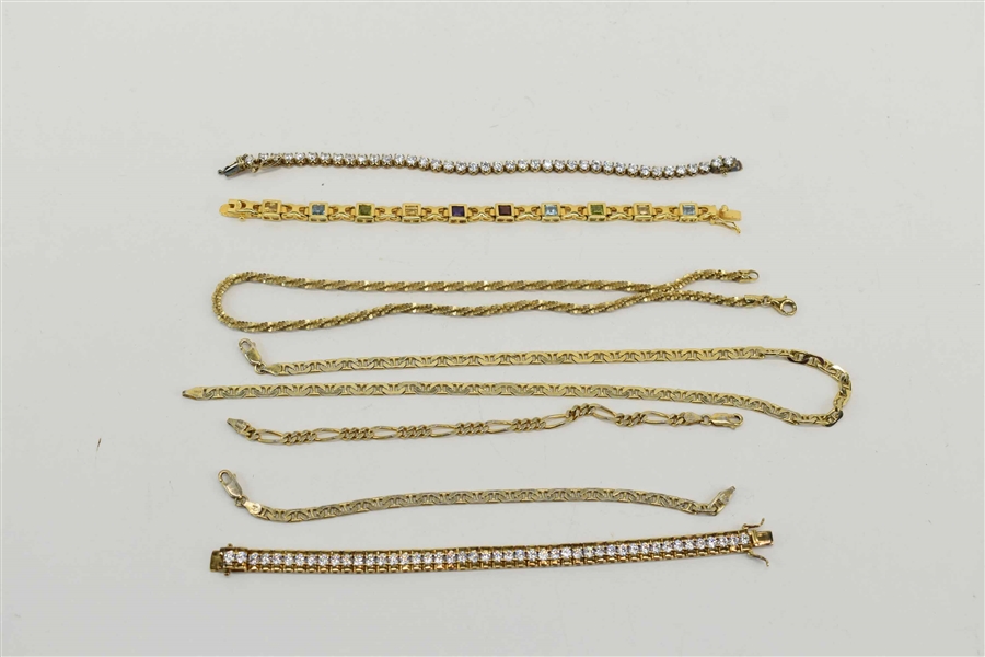 Sterling Silver Vermeil Necklace and Bracelets