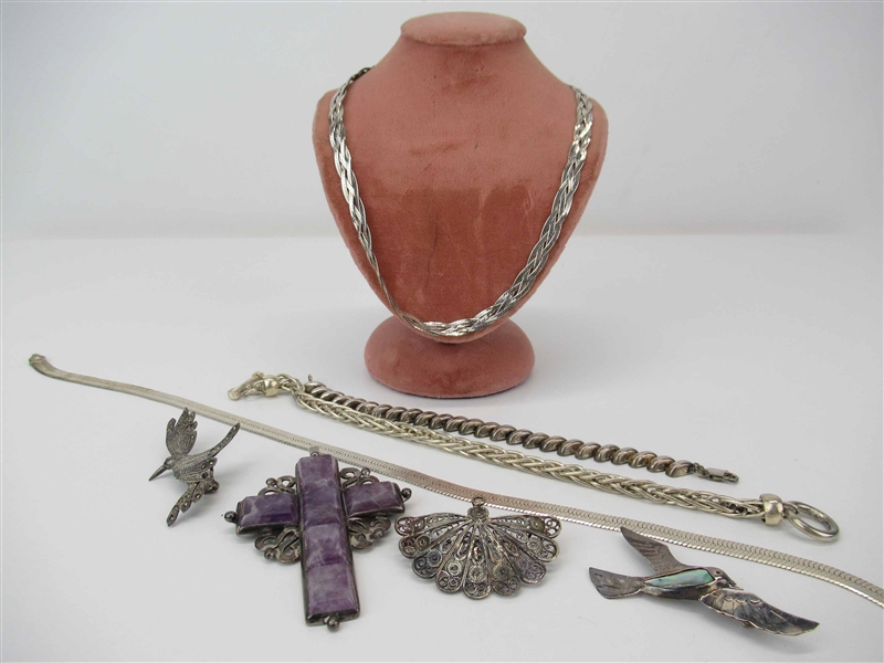 Two Sterling Necklaces & Two Sterling  Bracelets