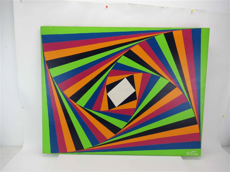 Modern Geometric Illusion Oil on Canvas