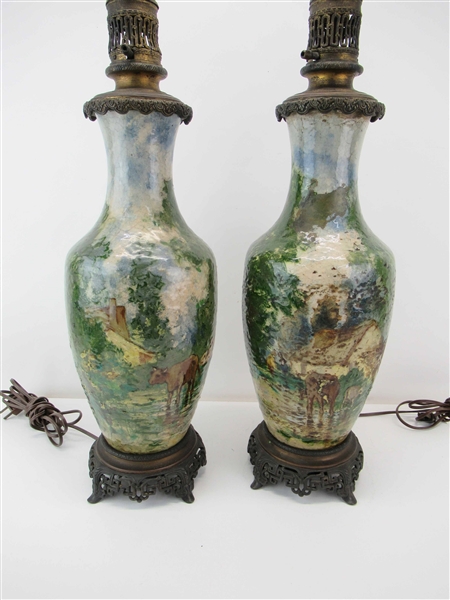 Pair of Antique Art Pottery Vases
