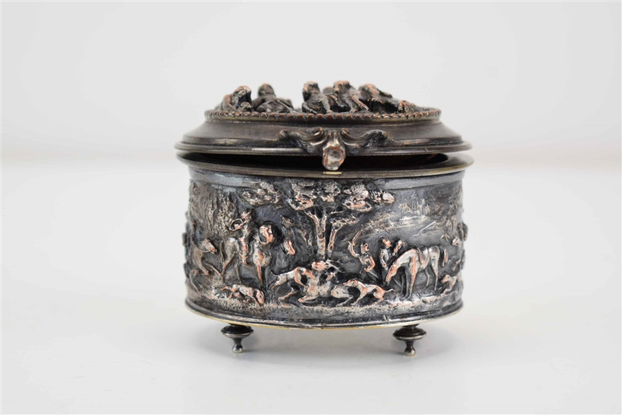 Silver Repousse Footed Trinket Box