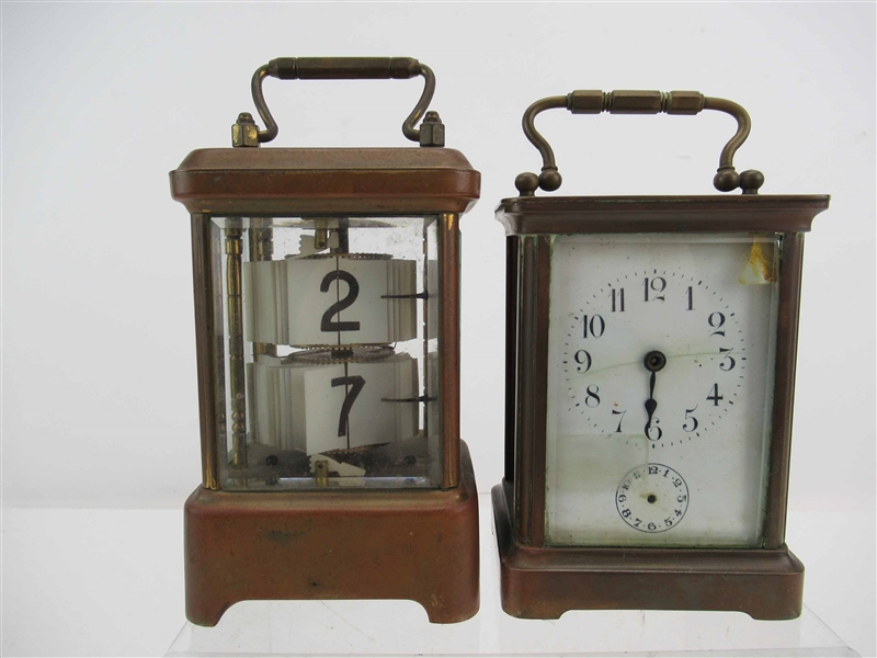 Antique Brass Plato Flip Ansonia Carriage Clock