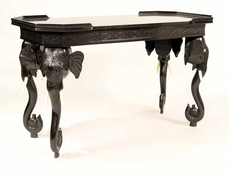 Gampel Stoll Black-Lacquer Elephant Head Table