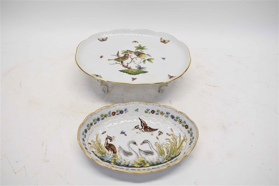 Herend Rothschild Bird Footed Oval Serving Tray