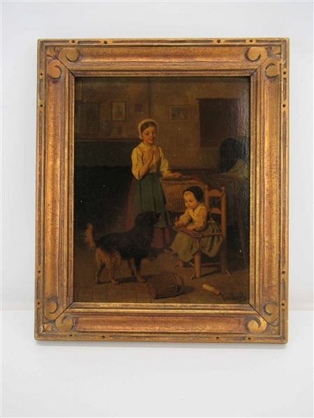 Continental Oil on Board of Children with Dog 
