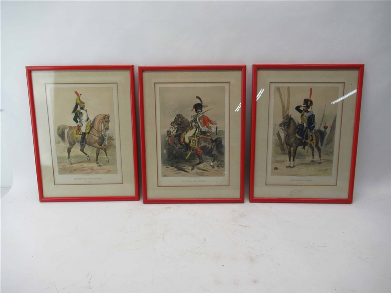 Three Prints of French Soldiers on Horseback