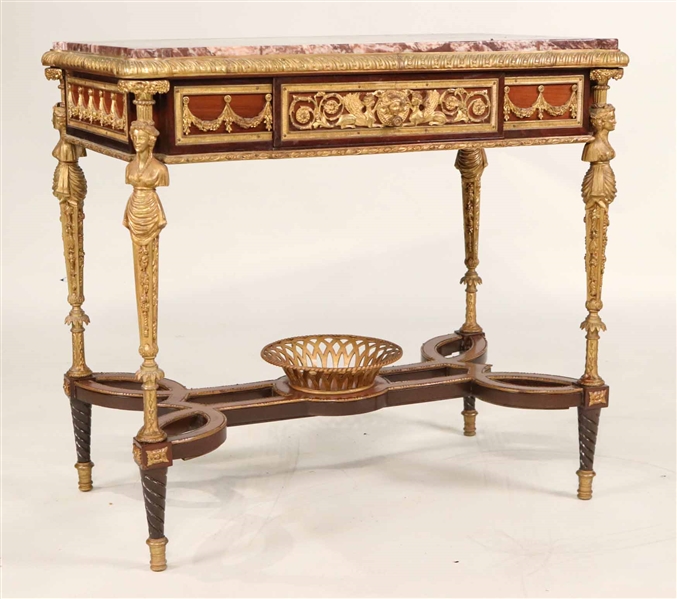 Louis XVI Style Marble Top Bronze-Mounted Console