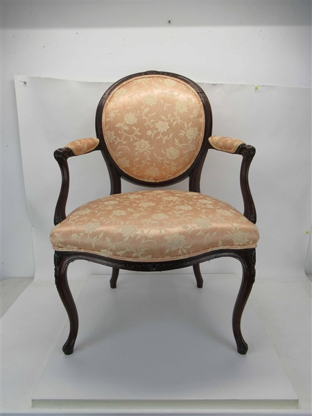 Louis XV Style Floral Upholstered Fauteuil