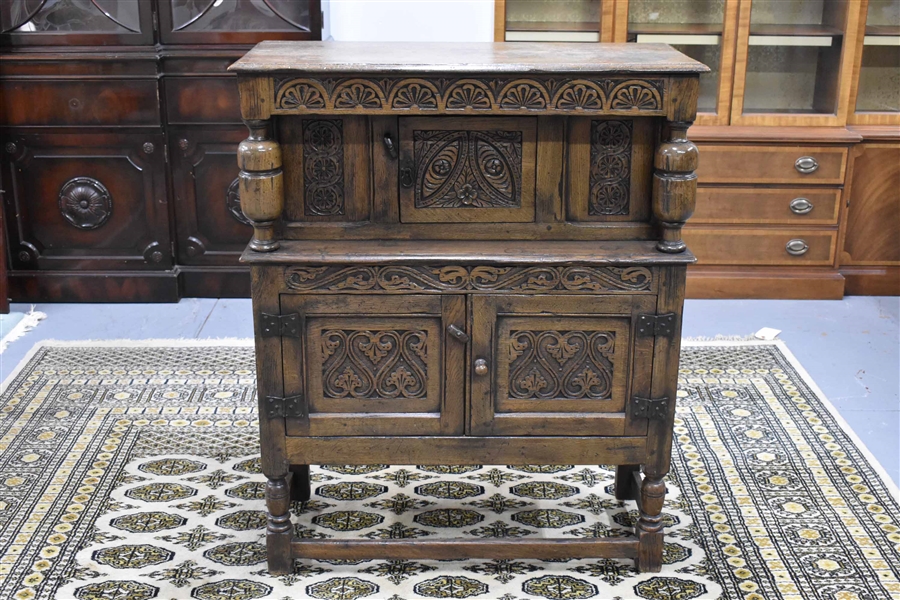 Antique Jacobean Style Oak Court Cupboard