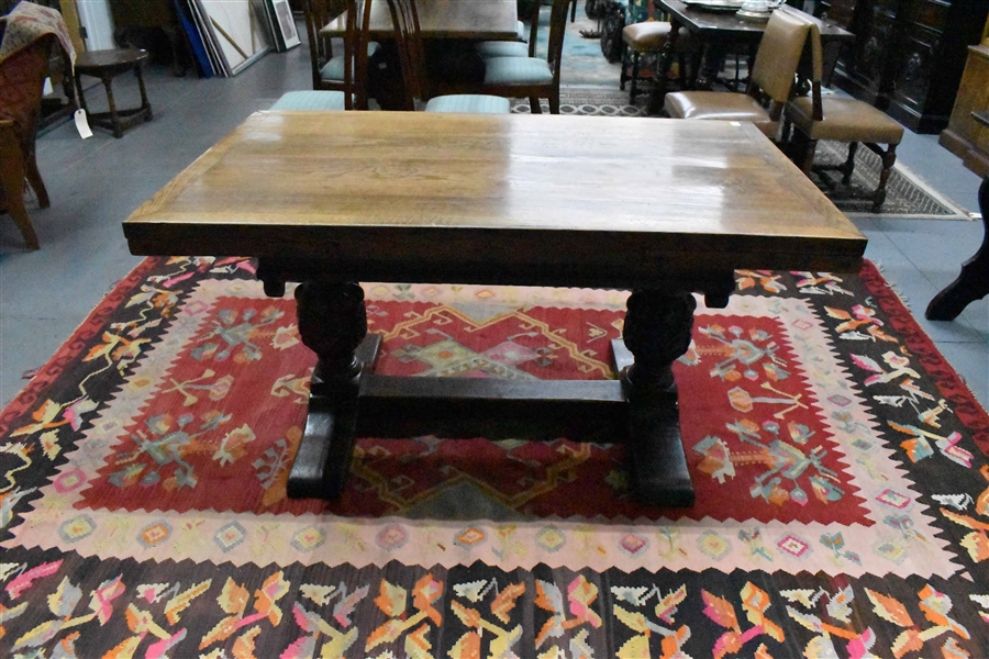 Antique Jacobean Style Oak Extension Table