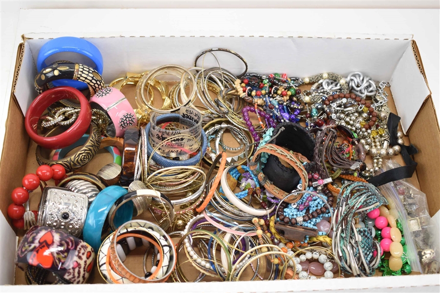 Large Group of Assorted Costume Jewelry Bracelets