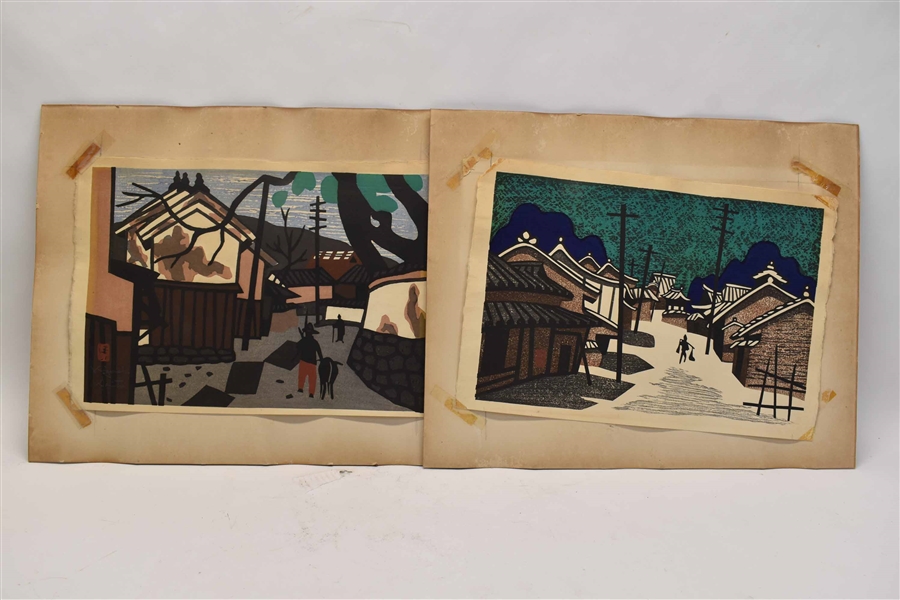 Two Saito Kiyoshi Haniwa Wood Block Prints