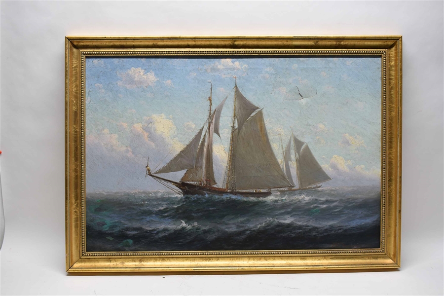T.V.C Valenkamph Oil on Canvas of Sailboats