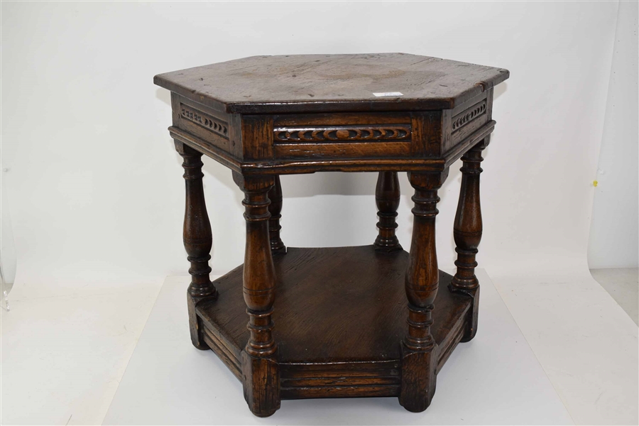 Antique Oak Hexagonal Form Low Table