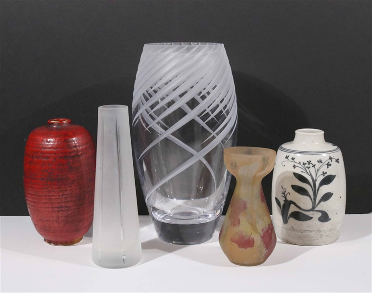 Red Mid Century Style Glazed Vase
