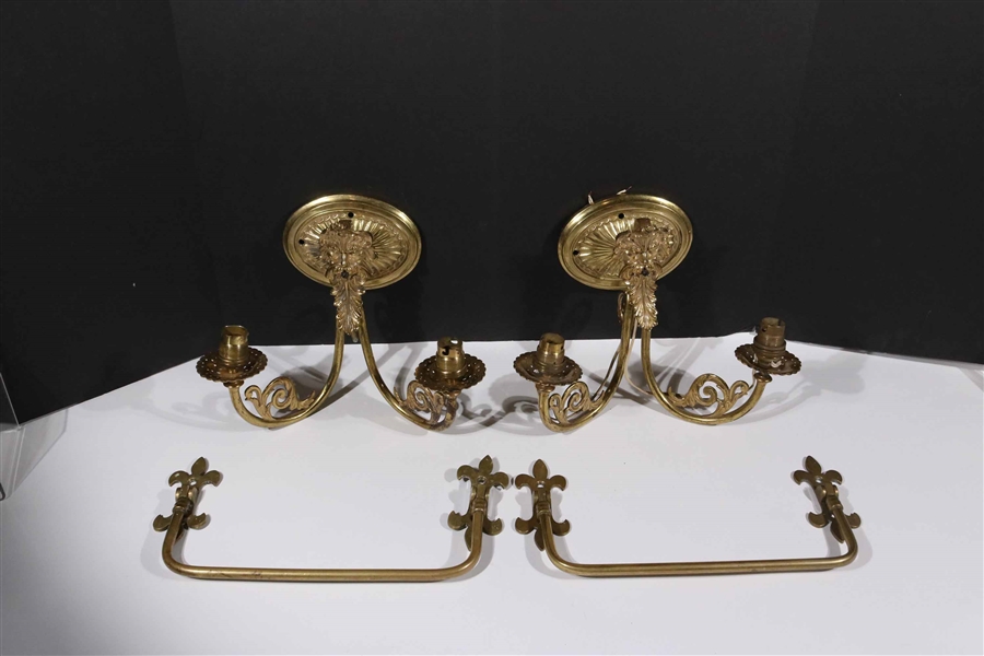 Pair of Brass Two-light Wall Sconces