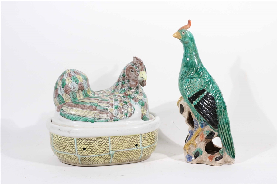 Two Chinese Glazed Ceramic Bird Figures