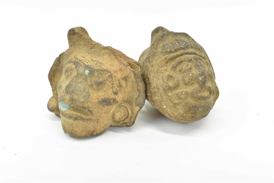 2 Pre Columbian Pottery Heads