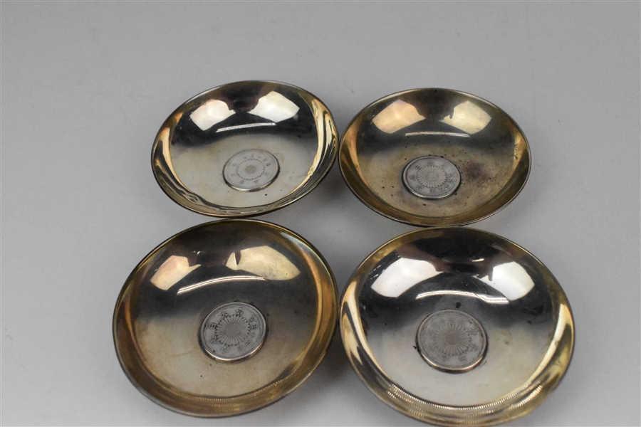 4 Sterling K. Uyeda Coin Sake Bowls 