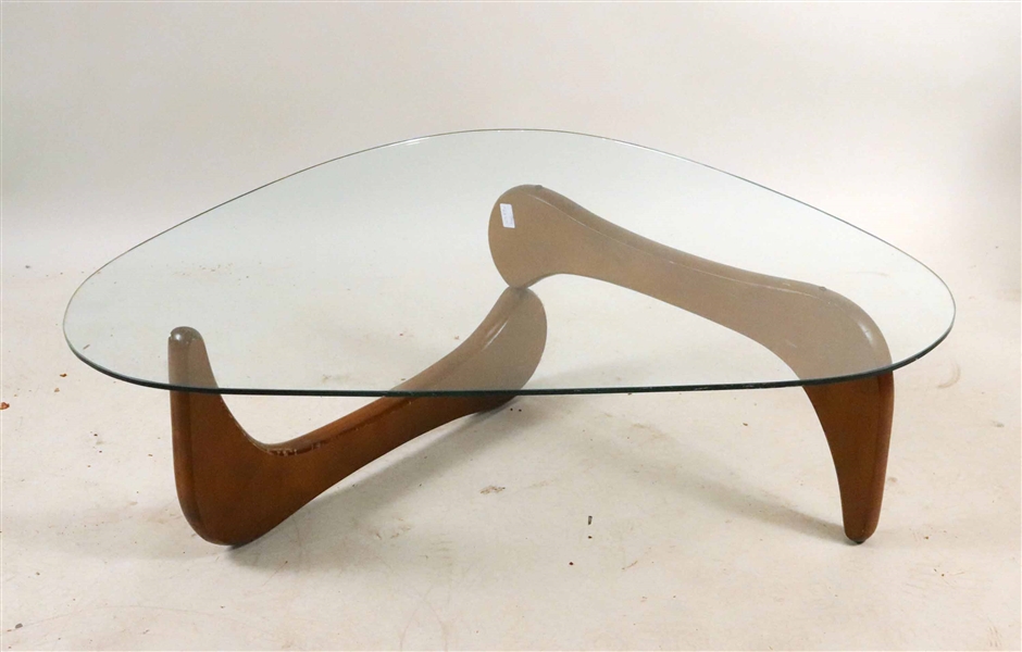 Mid-Century Modern Glass Top Triangular Table