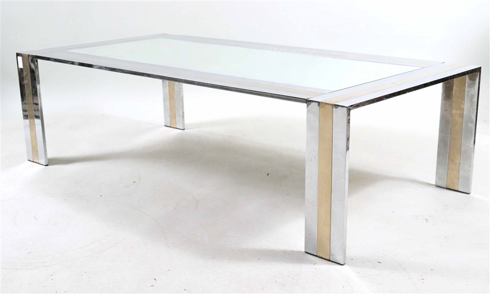 Chrome and Nickle Mirror Top Low Table