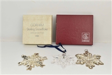 2 Gorham Sterling Snowflake Christmas Ornaments