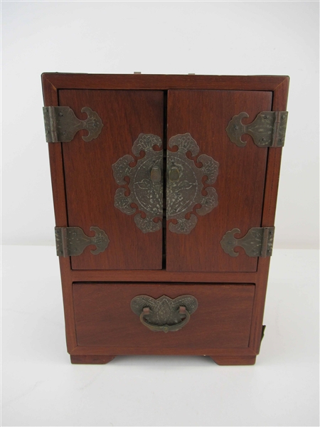 Chinese Hardwood Jewelry Box 