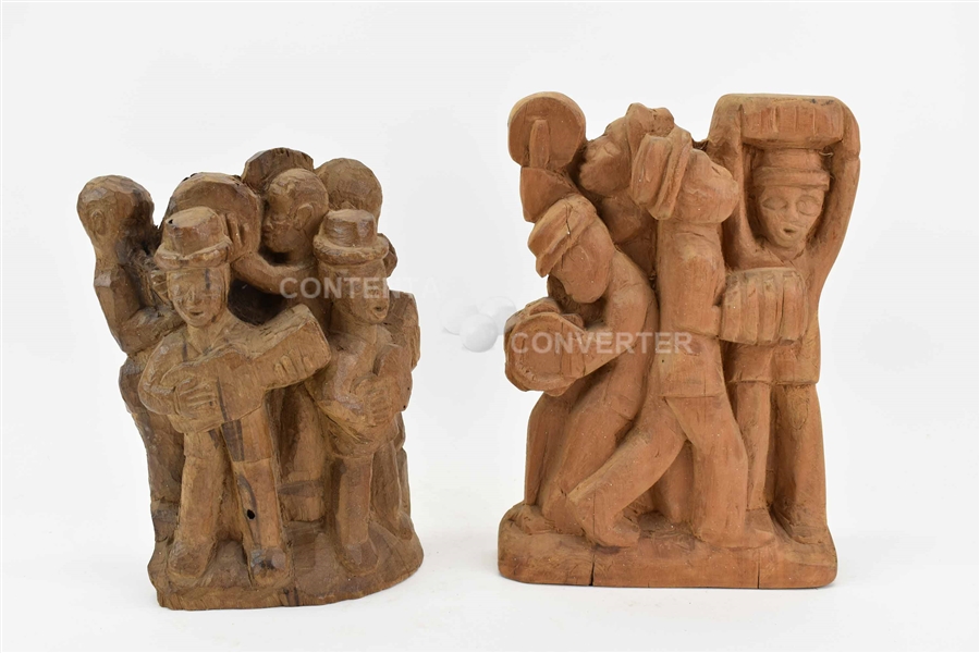 Two Hand Carved Wood Figural Statues