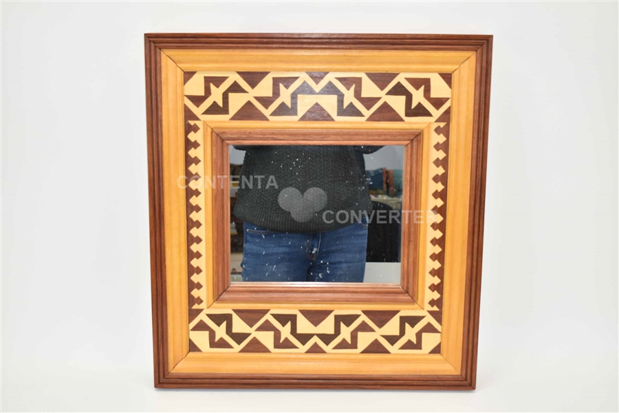 Wooden Inlaid Hanging Wall Mirror