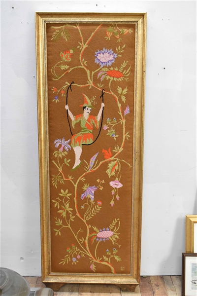 Asian Style Needlework Framed Panel