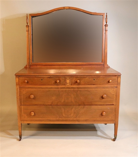 Federal Style Inlaid Mahogany Chest with Mirror