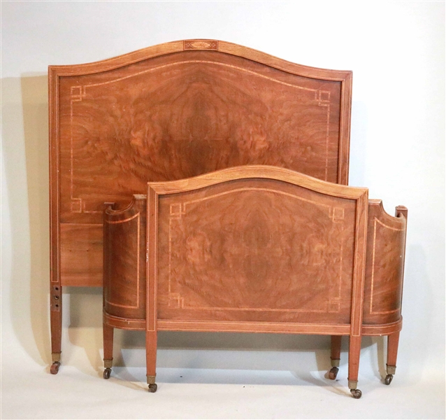Neoclassical Style Inlaid Twin Bedstead