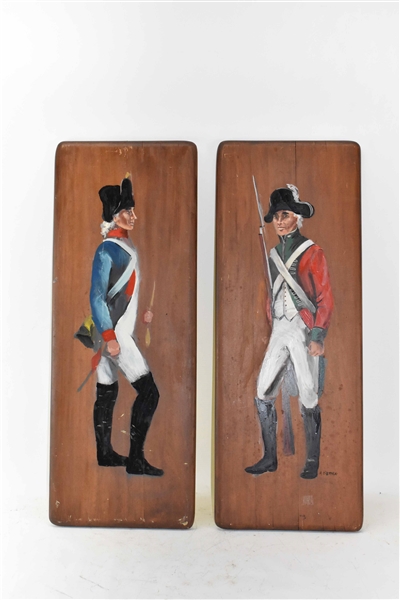 Two Paintings on Wood of Revolutionary Soldiers