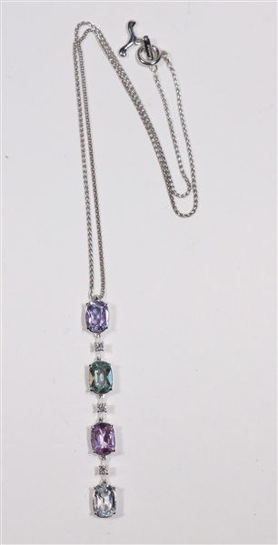 Antonini Colored Sapphire & Diamond Drop Pendant