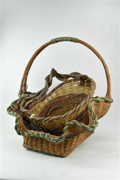 Wicker Basket with Root Handle