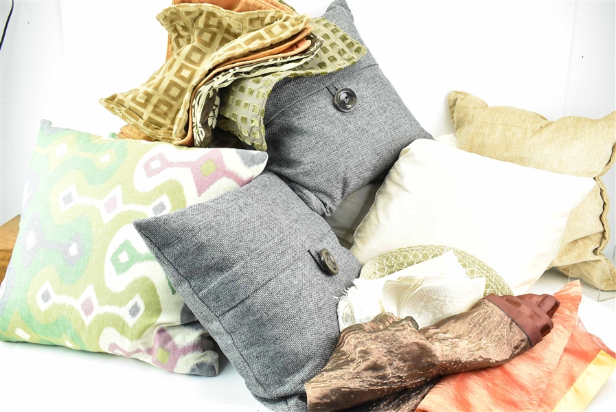 Group of Assorted Decorative Pillows and Cases
