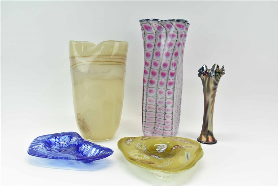 3 Studio Art Glass Vases