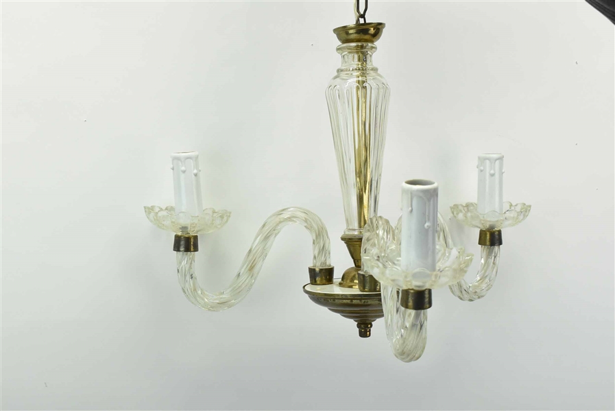 Crystal and Brass 3-Arm Chandelier